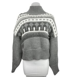 Pringle of Scotland x H&M Gray Fair Isle Turtleneck Holiday Sweater Top M